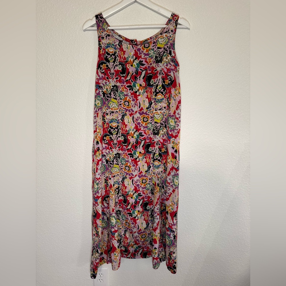 Vintage Red Floral Sleeveless Midi Dress from Flower Tea by Ivy